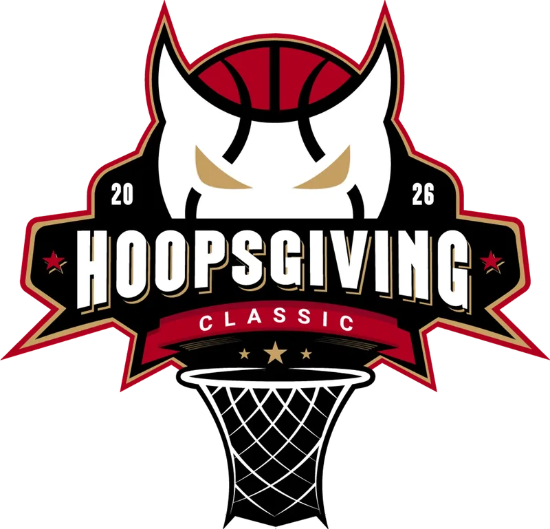 Hoopsgiving Classic 2026 badge — the CTX Chaos mask over a basketball hoop